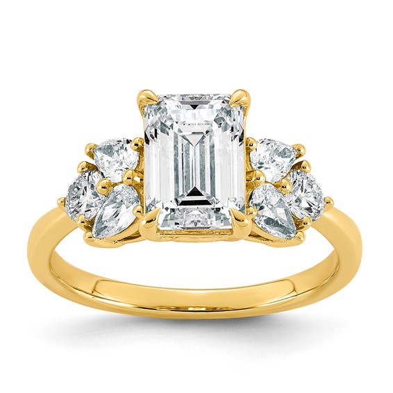 14ky 2 5/8ct Cert  Emerald-cut Center Lab Grown Dia VS+ F+ Comp Ring