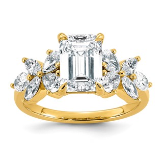 14ky 3ct Cert Emerald-cut Center Lab Grown Dia VS+ F+ Comp Ring