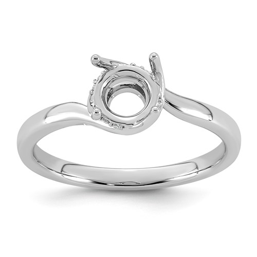 14K White Gold Round Center Lab Grown Dia VS+ F+ Semi-mount Twist Ring