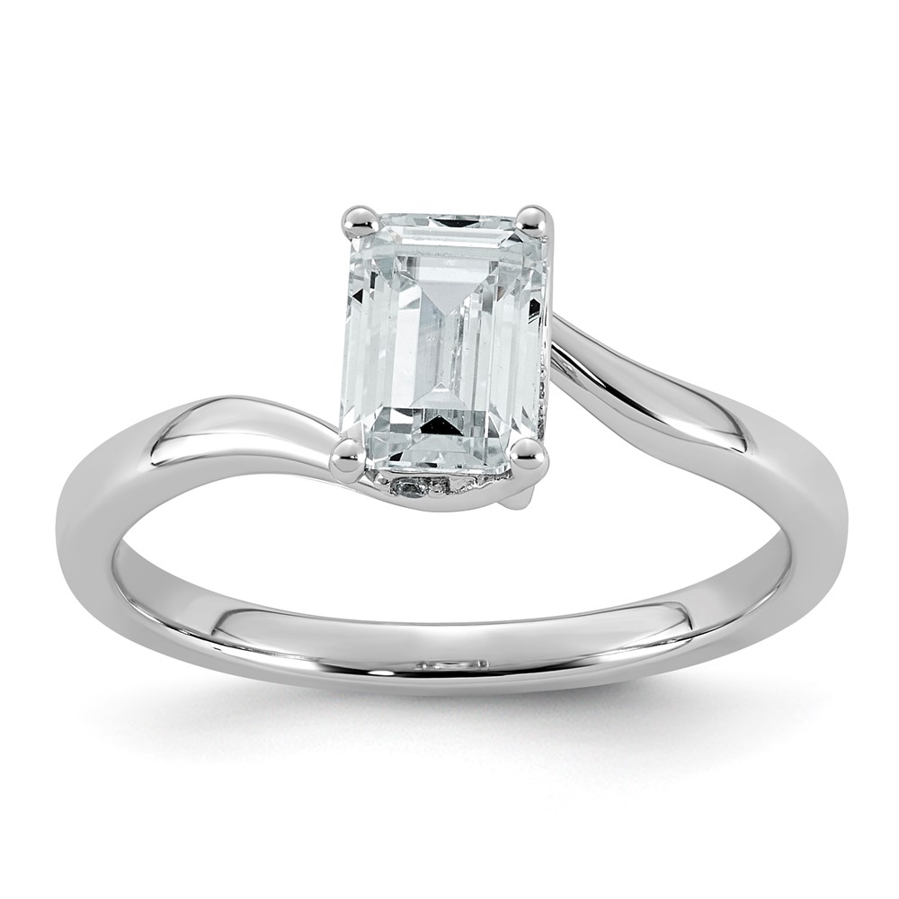 14K White Gold 1 Carat Lab Grown Diamond VS+ F+ Complete Emerald Twist Engagement Ring