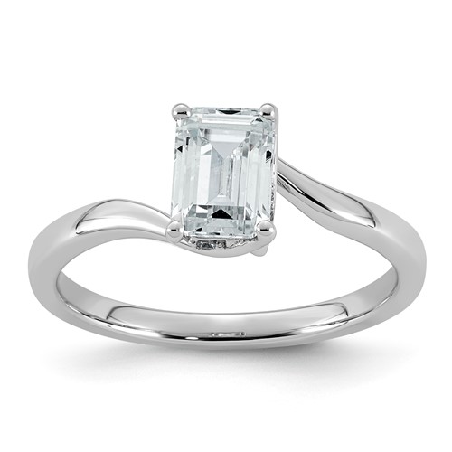 14K White Gold 1 Carat Lab Grown Diamond VS+ F+ Complete Emerald Twist Engagement Ring