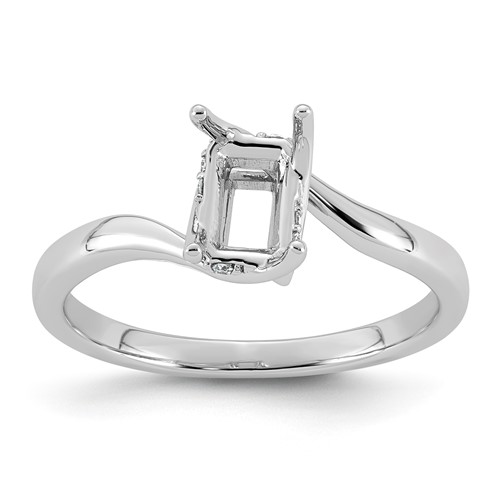 14K White Gold.038ct Holds 1ct Emerald Ctr Lab Grown Dia VS+ F+ S M Twist Ring