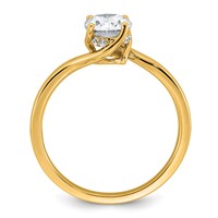 14K Yellow Gold 1 Carat Lab Grown Diamond VS+ F+ Complete Oval Twist Hidden Halo Engagement Ring view 2