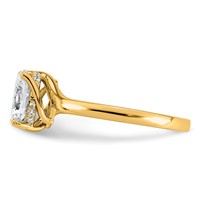 14K Yellow Gold 1 Carat Lab Grown Diamond VS+ F+ Complete Oval Twist Hidden Halo Engagement Ring view 3