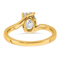 14K Yellow Gold 1 Carat Lab Grown Diamond VS+ F+ Complete Oval Twist Hidden Halo Engagement Ring view 5