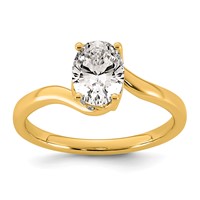 14K Yellow Gold 1 Carat Lab Grown Diamond VS+ F+ Complete Oval Twist Hidden Halo Engagement Ring view 1