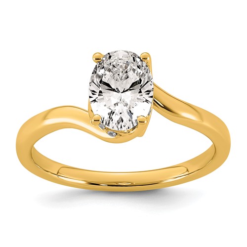 14K Yellow Gold 1 Carat Lab Grown Diamond VS+ F+ Complete Oval Twist Hidden Halo Engagement Ring