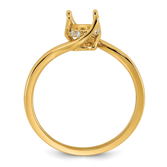 14ky Oval Center Lab Grown Dia VS+ F+ Semi-mount Twist Ring