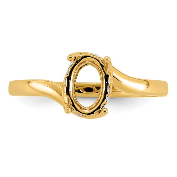 14ky Oval Center Lab Grown Dia VS+ F+ Semi-mount Twist Ring