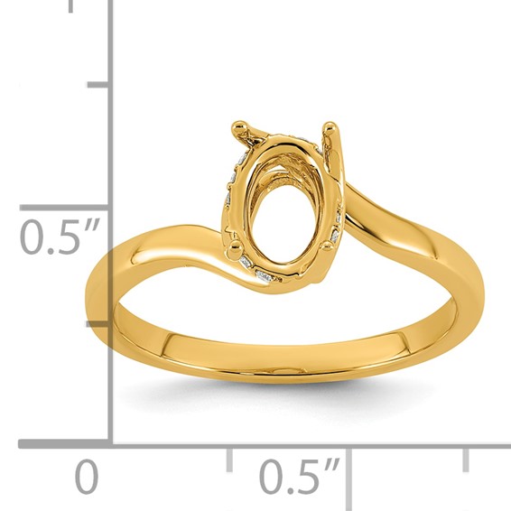 14ky Oval Center Lab Grown Dia VS+ F+ Semi-mount Twist Ring