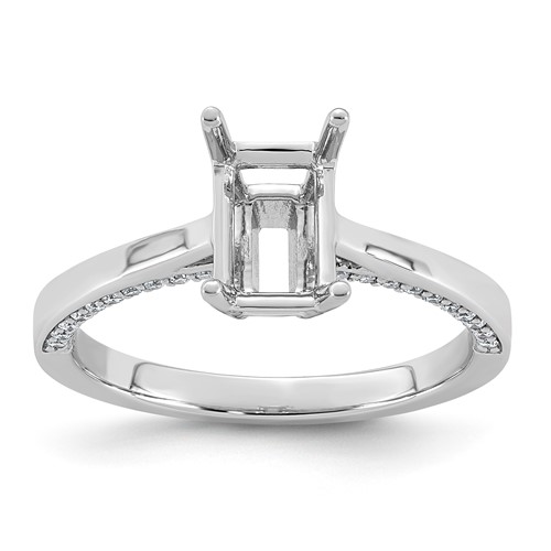 14K White Gold 0.20ct Emerald-cut Center Lab Grown Dia VS+ F+ Semi-mount Ring