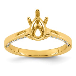 14ky 1/5ct Pear Center Lab Grown Dia VS+ F+ Semi-mount Ring