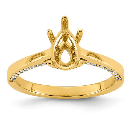 14K Yellow Gold 0.20ct Pear Center Lab Grown Dia VS+ F+ Semi-mount Ring