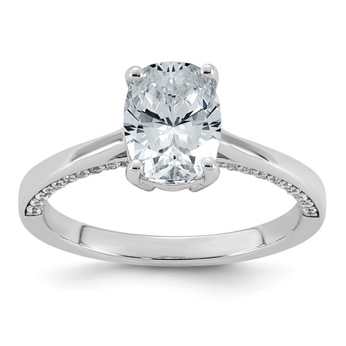 14K White Gold 1.20ct Long Cushion Center Lab Grown Dia VS+ F+ Complete Ring