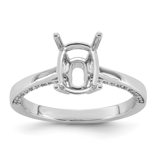 14K White Gold 0.20ct Long Cushion Center Lab Grown Dia VS+ F+ Semi-mount Ring