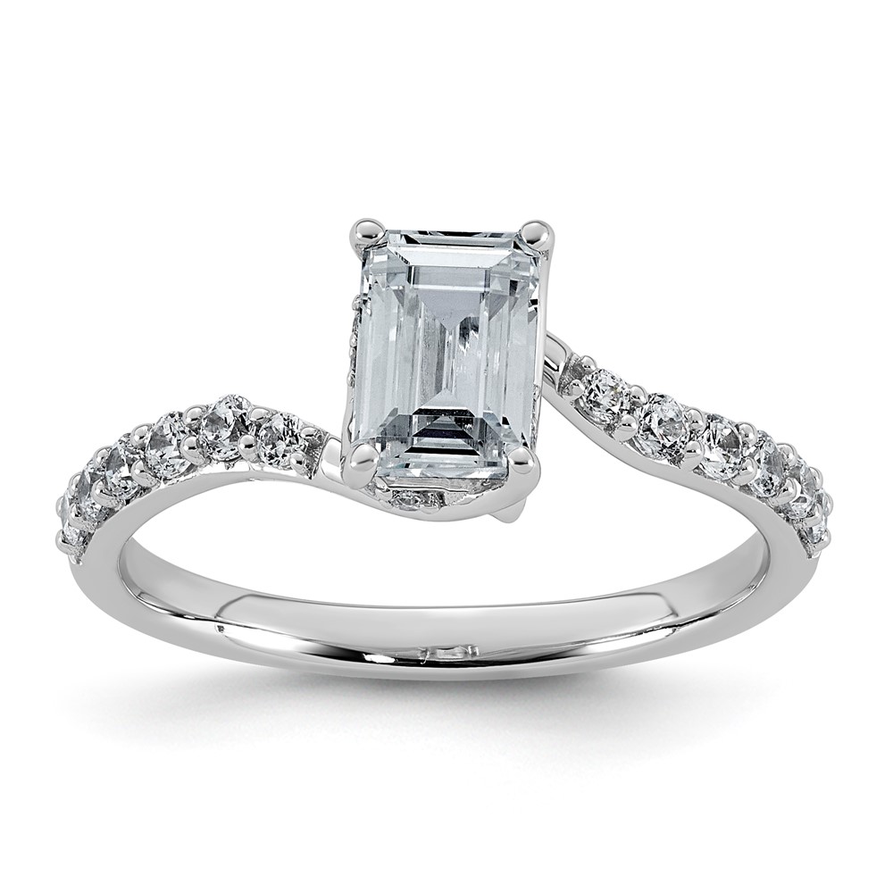 14K White Gold 1.33ct Round Center Lab Grown Dia VS+ F+ Complete Twist Ring