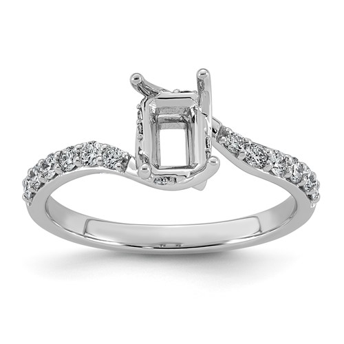 14K White Gold 0.33ct Round Center Lab Grown Dia VS+ F+ Semi-mount Twist Ring