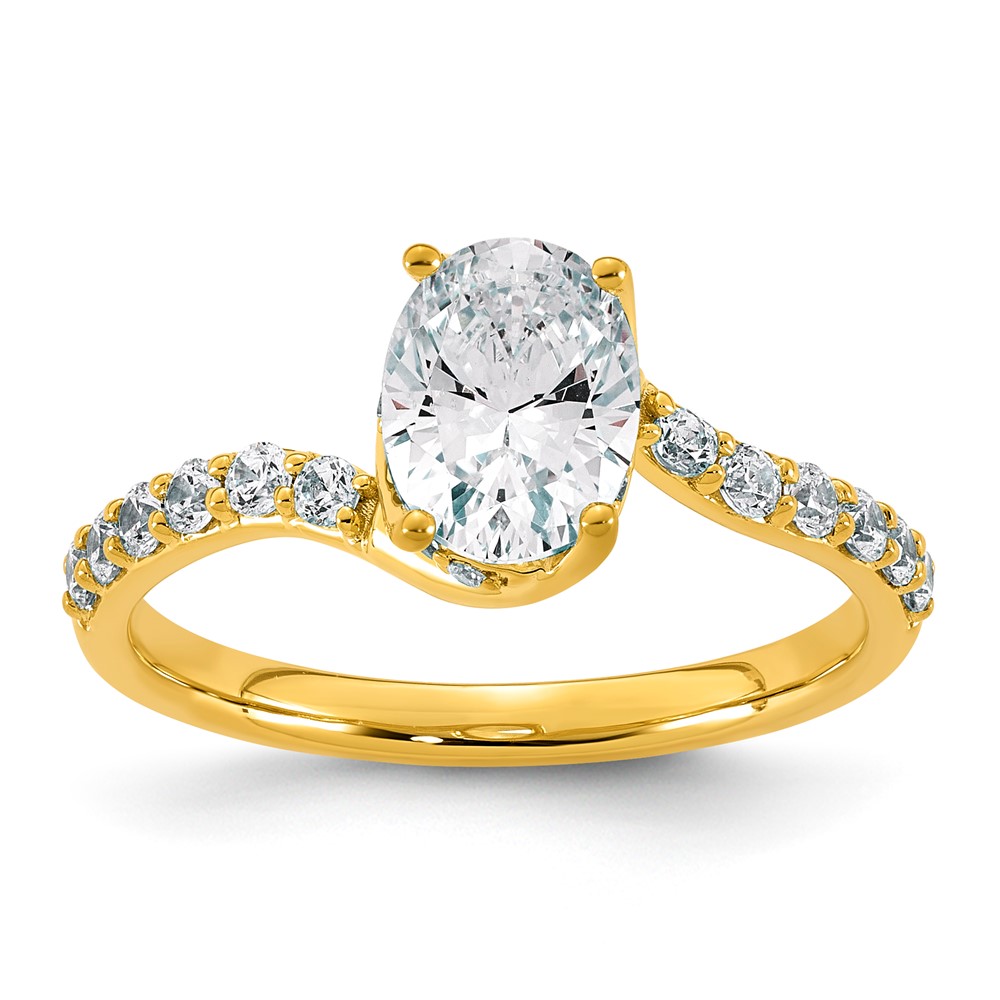 14K Yellow Gold 1.33ct Emerald-cut Center Lab Grown Dia VS+ F+ Complete Twist Ring