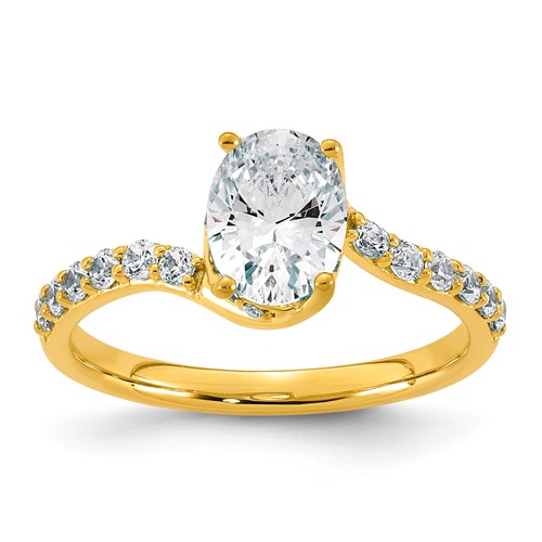 14K Yellow Gold 1.33ct Emerald-cut Center Lab Grown Dia VS+ F+ Complete Twist Ring