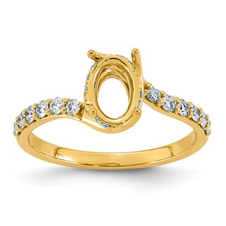 14ky 1/3ct Emerald-cut Center Lab Grown Dia VS+ F+ Semi-mount Twist Ring