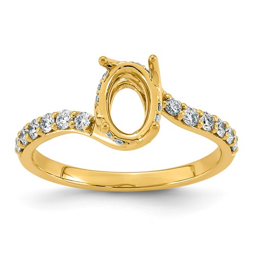 14K Yellow Gold 0.33ct Emerald-cut Center Lab Grown Dia VS+ F+ Semi-mount Twist Ring