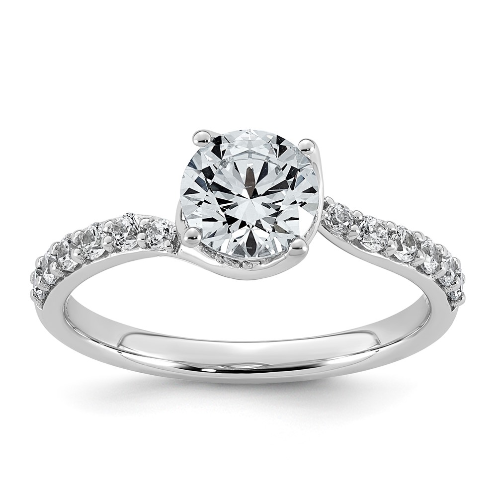 14K White Gold 1.33 Carat Lab Grown Diamond VS+ F+ Oval Center Complete Twisted Engagement Ring