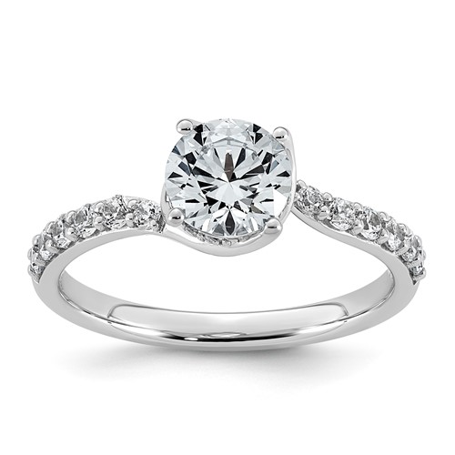 14K White Gold 1.33 Carat Lab Grown Diamond VS+ F+ Oval Center Complete Twisted Engagement Ring