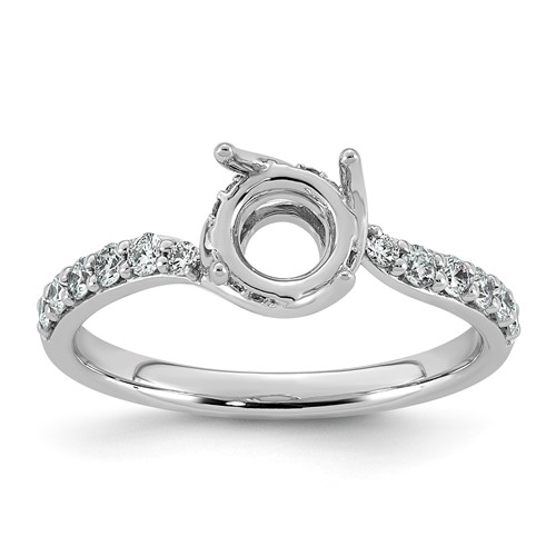 14K White Gold.312 Carat Lab Grown Diamond VS+ F+ Holds 1 Carat Oval Center Semi-Mount Twisted Engagement Ring