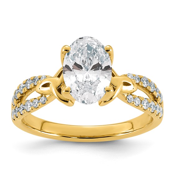 14ky 1 7/8ct Certified Oval Center Lab Grown Dia VS+ F+ Comp Ring