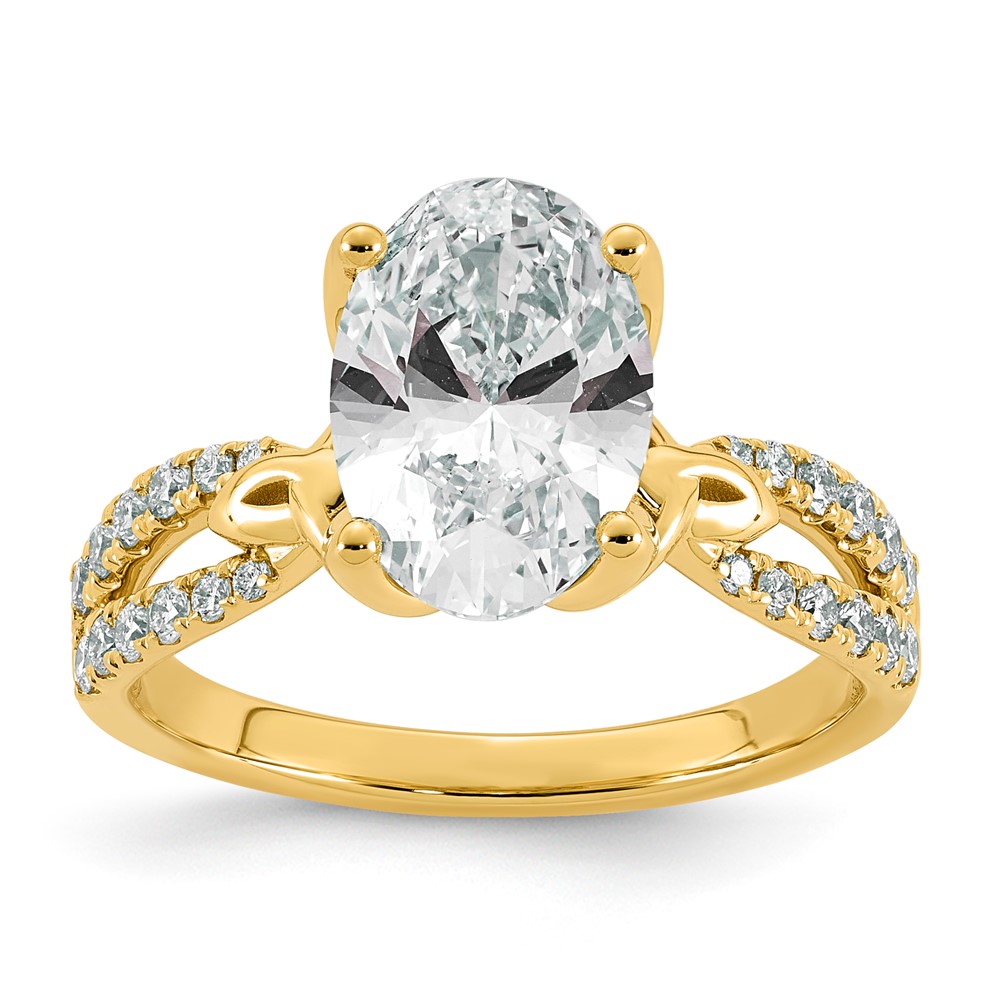 14K Yellow Gold 3 Carat Certified Lab Grown Diamond VS+ F+ Oval Center Complete Fancy Engagement Ring
