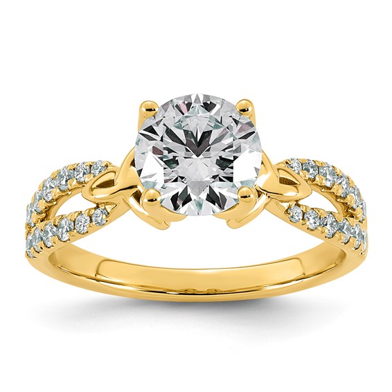 14ky 1 7/8ct Certified Round Center Lab Grown Dia VS+ F+ Comp Ring