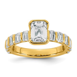 14ky 3ct Certified Emerald-cut Center Lab Grown Dia VS+ F+ Comp Ring