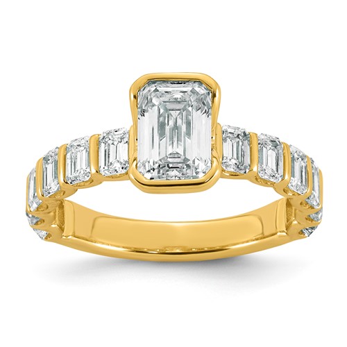 14K Yellow Gold 3ct Certified Emerald-cut Center Lab Grown Dia VS+ F+ Comp Ring