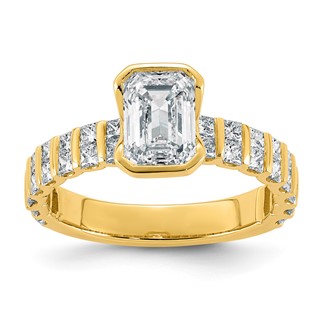 14ky 2 1/2ct Cert Emerald-cut Center Lab Grown Dia VS+ F+ Eng Ring