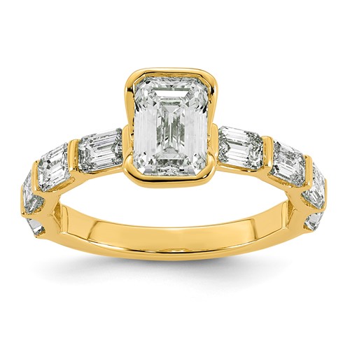14K Yellow Gold 3.12ct Cert Emerald-cut Center Lab Grown Dia VS+ F+ Comp Ring
