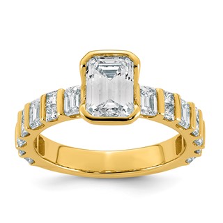 14ky 2 7/8ct Cert Emerald-cut Center Lab Grown Dia VS+ F+ Comp Ring