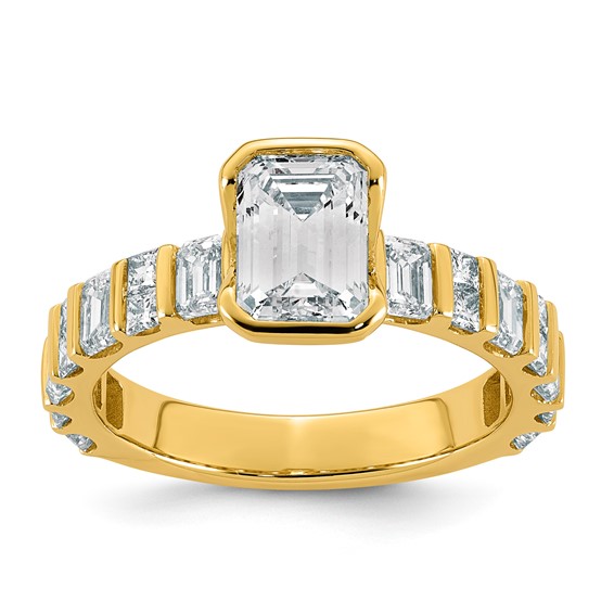 14ky 2 7/8ct Cert Emerald-cut Center Lab Grown Dia VS+ F+ Comp Ring