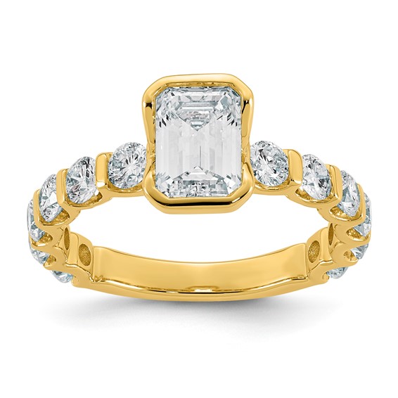 14ky 2 3/4ct Cert Emerald-cut Center Lab Grown Dia VS+ F+ Comp Ring