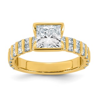 14ky 2 1/2ct Cert Princess Center Lab Grown Dia VS+ F+ Comp Ring