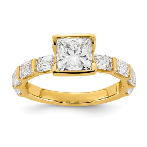 14K Yellow Gold 3.12ct Cert Princess Center Lab Grown Dia VS+ F+ Comp Ring