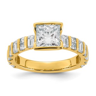 14ky 2 7/8ct Cert Princess Center Lab Grown Dia VS+ F+ Comp Ring