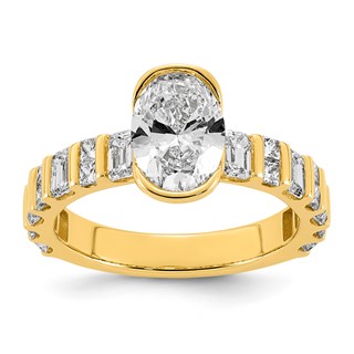 14ky 2 7/8ct Cert Oval Center Lab Grown Dia VS+ F+ Comp Ring