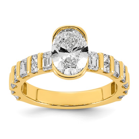 14ky 2 7/8ct Cert Oval Center Lab Grown Dia VS+ F+ Comp Ring