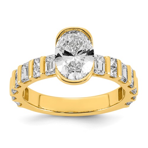14K Yellow Gold 2.88ct Cert Oval Center Lab Grown Dia VS+ F+ Comp Ring