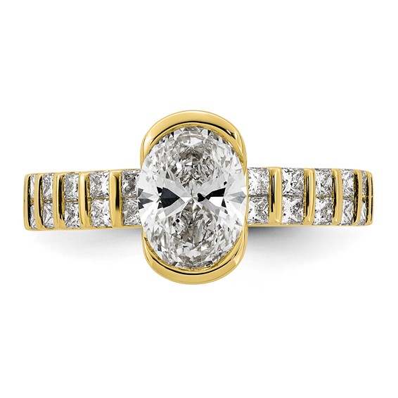 14ky 2 1/2ct Cert Oval Center Lab Grown Dia VS+ F+ Comp Ring