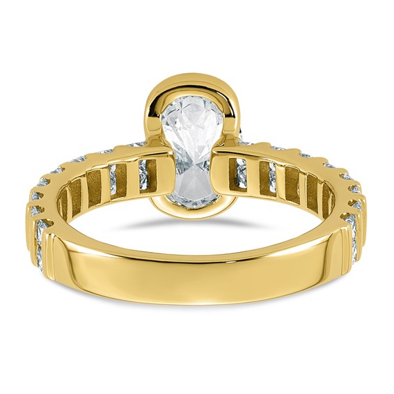 14ky 2 1/2ct Cert Oval Center Lab Grown Dia VS+ F+ Comp Ring