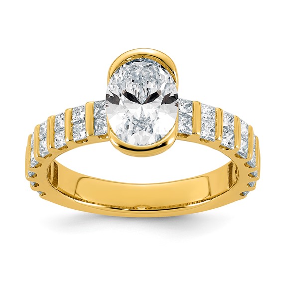 14ky 2 1/2ct Cert Oval Center Lab Grown Dia VS+ F+ Comp Ring