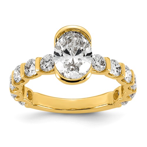 14K Yellow Gold 2.75ct Cert Oval Center Lab Grown Dia VS+ F+ Comp Ring