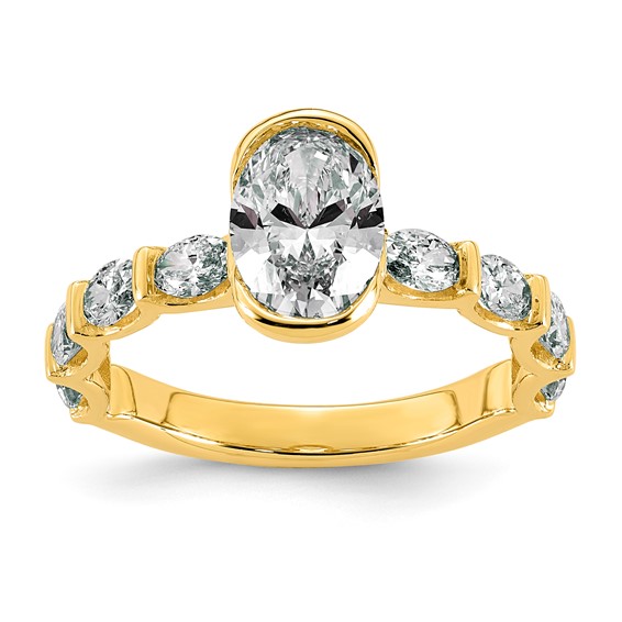 14ky 2 1/2ct Cert Oval Center Lab Grown Dia VS+ F+ Comp Ring