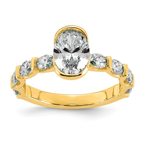 14K Yellow Gold 2.50ct Cert Oval Center Lab Grown Dia VS+ F+ Comp Ring